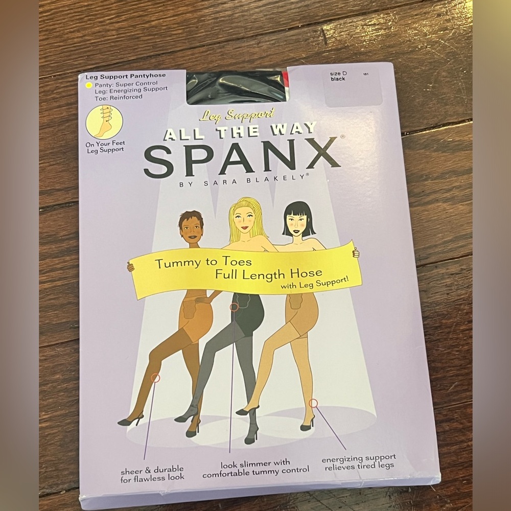 Brand new All The Way Spanx Size D Black 1 Tummy to Toes Full Length Hose
